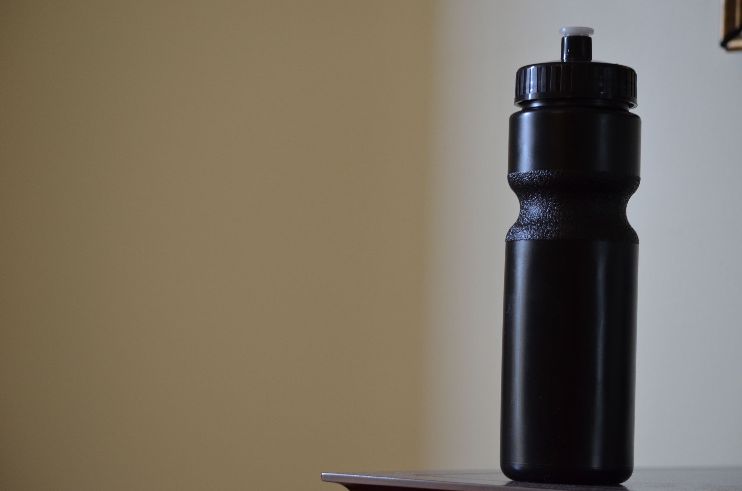 Photograph of waterbottle placed on third