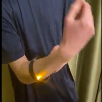 This is the final design of the wearable interactive affordance based circuit. The object is a wristband that serves a variety of purposes such as being visible when walking. 