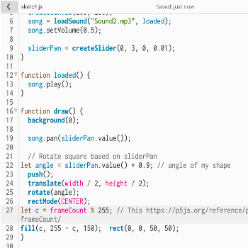 I added the colour randomizer to make the rotating square more unique
