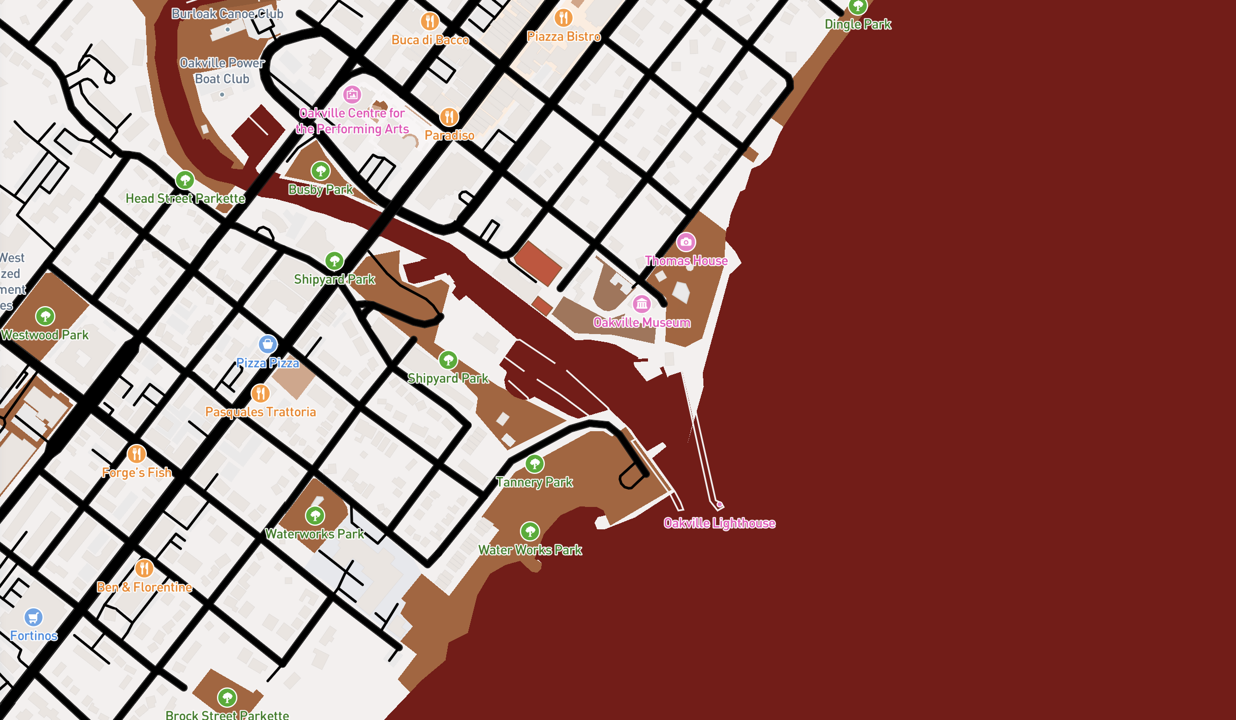 Map with red and orange colours